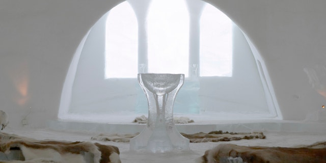 Church and chapel of Ice Hotel near Kiruna, Lapland, north Sweden