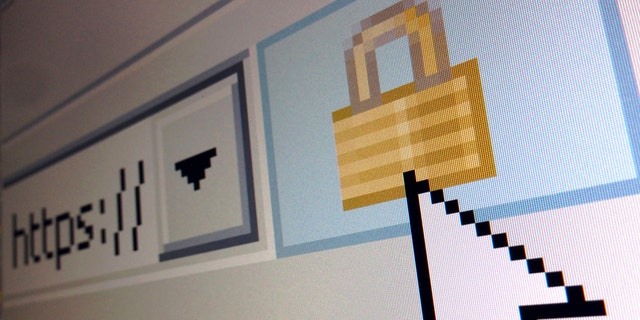 A lock icon, signifying an encrypted Internet connection, is seen on an Internet Explorer browser in a photo illustration.