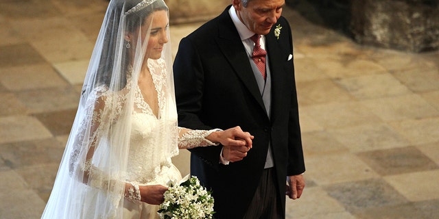 Kate Middleton and her father, Michael Middleton, on her wedding day, April 30, 2011.