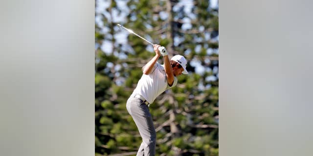 Aaron Baddeley, of Australia, hits from the second tee during the first round of the Tournament of Champions golf event, Thursday, Jan. 5, 2017, at Kapalua Plantation Course in Kapalua, Hawaii. (AP Photo/Matt York)