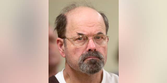 In this Oct. 12, 2005, file photo, convicted BTK killer Dennis Rader listens during a court proceeding in El Dorado, Kan.