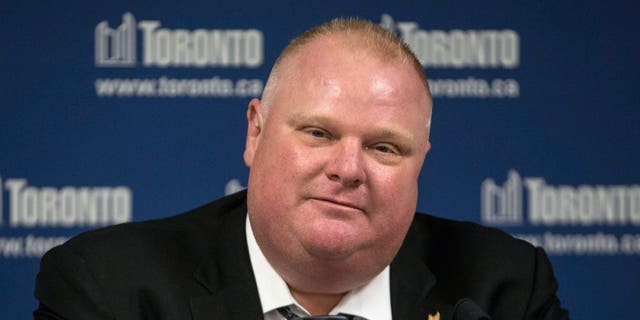 May 24, 2013: Toronto Mayor Rob Ford reads a statement to the media at City Hall in Toronto.