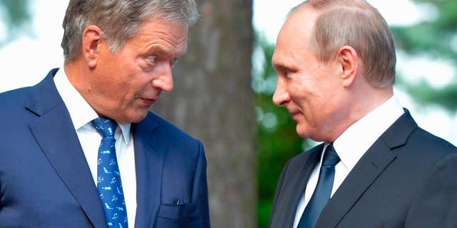 Finnish President Sauli Niinisto and Russian President Vladimir Putin meet at Kultaranta summer residence in Naantali, Finland.