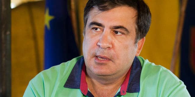 In this photo taken Monday, June 13, 2016, Governor of the Odessa region, Mikhail Saakashvili speaks to the Associated Press in Odessa, Ukraine. ﻿Saakashvili, the former president of Georgia, has brought his corruption-fighting record to his job as governor of the Odessa region in Ukraine. So far, however, the pace has been dismally slow. His stifled efforts in Odessa show the systemic problems still facing the entire country two years after it broke with Moscow and aligned itself firmly with the West. (AP Photo/Sergei Poliakov)