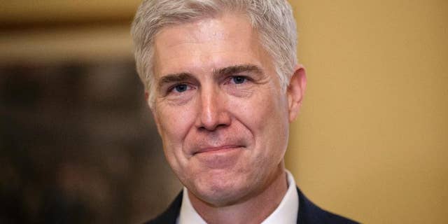 FILE - In this Feb. 1, 2017 file photo, Supreme Court Justice nominee, Neil Gorsuch is seen on Capitol Hill in Washington. Gorsuch has been a defender of free speech and a skeptic of libel claims, an Associated Press review of his rulings shows. (AP Photo/J. Scott Applewhite, File)