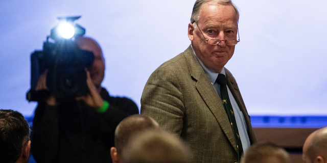 Alexander Gauland, co-faction leader of the Alternative for Germany, AfD at the federal parliament Bundestag, attends a congress of the party's youth organization ' Junge Alternative', 'Young Alternative', at Seebach, Germany.