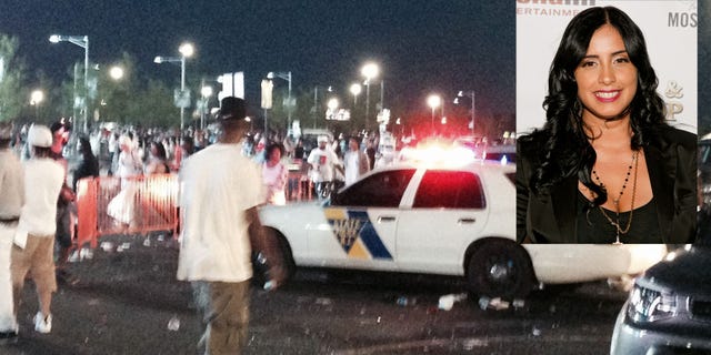 Fans at the Hot 97 Summer Jam concert confront police officers outside the MetLife Stadium in East Rutherford, N.J., Sunday, June 7, 2015. Crowds on Sunday night became upset when the gates were closed and blocked off by police in riot gear, the Asbury Park Press reported. (Chris Jordan/The Asbury Park Press via AP) NO SALES