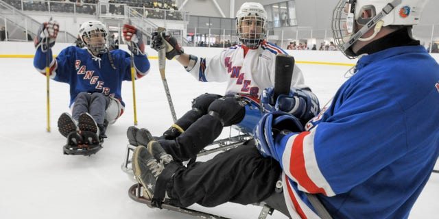 Calisse (L) on March 19, 2009 at the FMCP World Ice Arena in Queens.