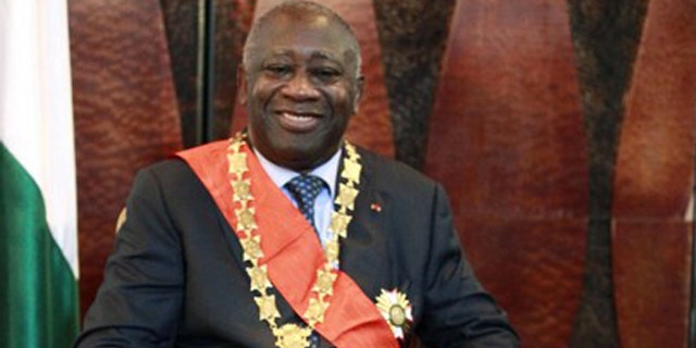 Dec. 4, 2010: Ivory Coast's Laurent Gbagbo sits after his inauguration at the presidential palace in Abidjan.