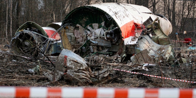 This Sunday April 11, 2010 file photo shows the wreckage of the Polish presidential plane which crashed early Saturday in Smolensk, western Russia