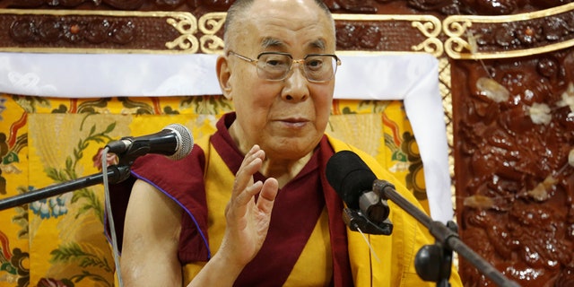 Tibet's exiled spiritual leader the Dalai Lama addresses those gathered at Buyant Ukhaa sport palace in Ulaanbaatar, Mongolia, November 20, 2016.
