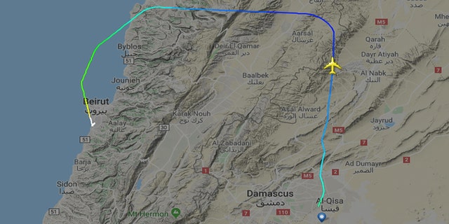 One route passed over northern Lebanon after a layover in Damascus.