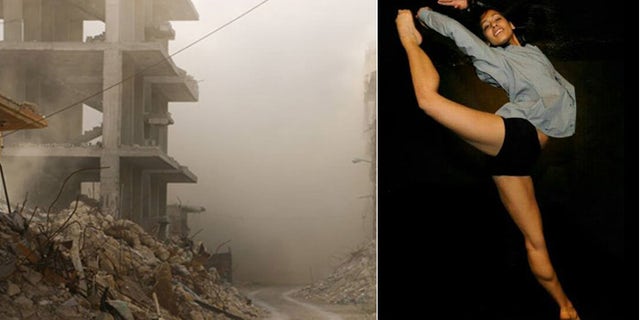 Bombed out buildings like the one above are an increasingly common scene in Damascus, where Nagham A-k Maala struggles to keep her art alive amid civil war. (FoxNews.com)