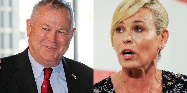 Chelsea Handler (right) mistakenly referred to Rep. Dana Rohrabacher (left) as a woman.