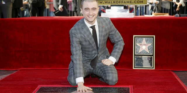 November 12, 2015. Actor Daniel Radcliffe poses during a ceremony honoring him with a star on the Hollywood Walk of Fame in Hollywood, California.