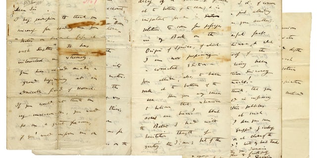 The Darwin letter set to be auctioned off Thursday. (Nate D. Sanders Auctions)