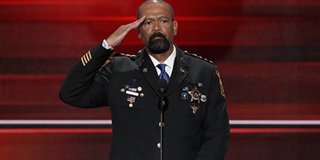David Clarke at the Republican National Convention in 2016.