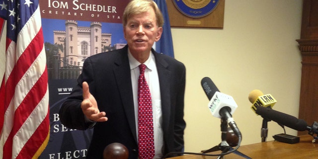 File photo - Former leader of the Ku Klux Klan David Duke speaks to media at the Louisiana Secretary of State's office after filing to run as a Republican for United States Senate in Baton Rouge, Louisiana, U.S. July 22, 2016. (REUTERS/Bryn Stole)