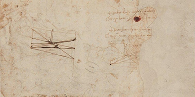 Leonardo da Vinci's scientific drawings on the back of the sheet depicting St. Sebastian (Tajan).