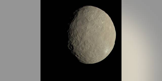 This image of Ceres as seen by NASA's Dawn spacecraft shows how the dwarf planet would appear to human eyes.