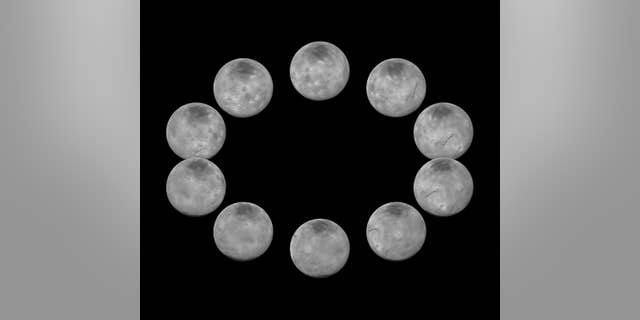 In July 2015, New Horizons captured images of the largest of Pluto's five moons, Charon, rotating over the course of a full day. The best currently available images of each side of Charon taken during approach have been combined to create this view of a full rotation of the moon.