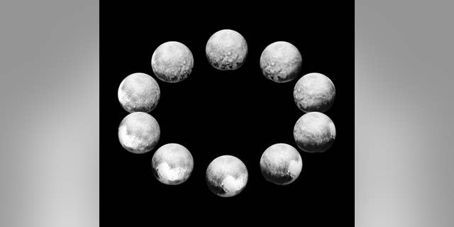 In July 2015, the cameras on NASA's New Horizons spacecraft captured Pluto rotating over the course of a full "Pluto day." The best available images of each side of Pluto taken during approach have been combined to create this view of a full rotation. ( NASA/Johns Hopkins University Applied Physics Laboratory/Southwest Research Institute)