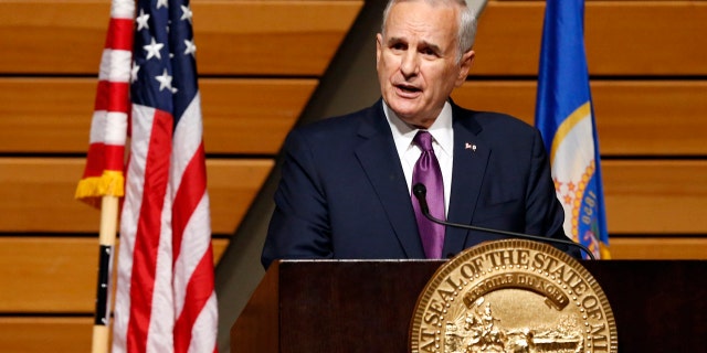 FILE - In this March 9, 2016, file photo, Minnesota Democratic Gov. Mark Dayton delivers his State of the State address at the University of Minnesota in Minneapolis.