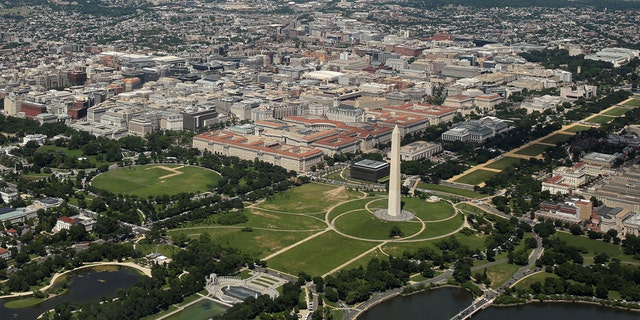 An aerial shot of the Washington Monument. (REUTERS/Joshua Roberts)