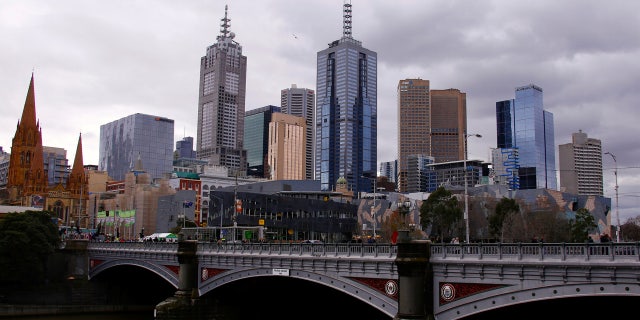 The central business district of Melbourne can be seen from the area located along the Yarra River called Southbank located in Melbourne, Australia.