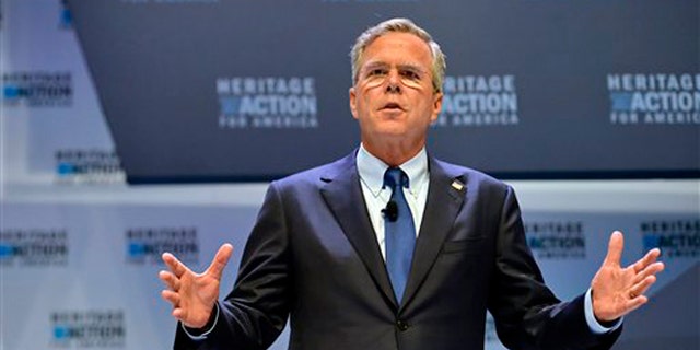 Sept. 18, 2015: Republican presidential candidate former Florida Gov. Jeb Bush speaks at a presidential forum sponsored by Heritage Action at the Bon Secours Wellness Arena in Greenville, S.C.