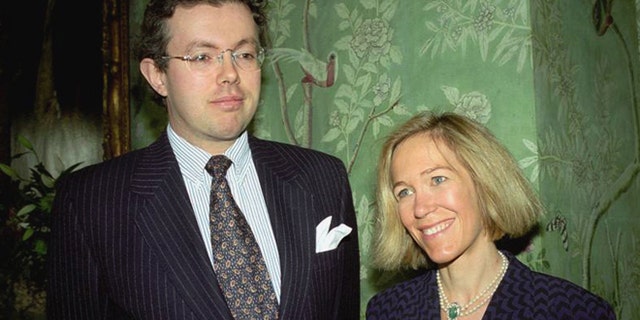 This photo of Nov. 26, 1996 shows Eva Rausing, right, and her husband Hans Kristian Rausing at Winfield House, London, the residence of the US ambassador to the UK attending the Glamour America Fashion Show and lunch.