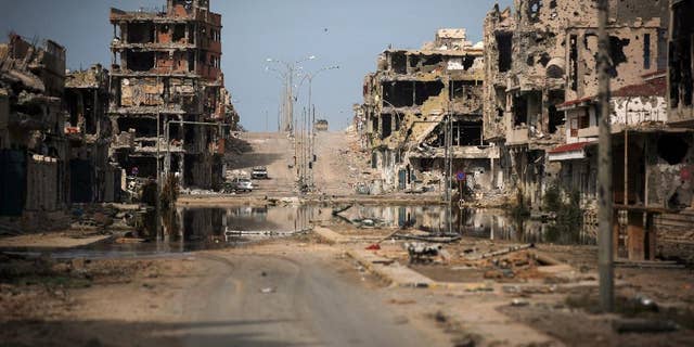 Oct. 22, 2011: A general view of buildings ravaged by fighting in Sirte, Libya.