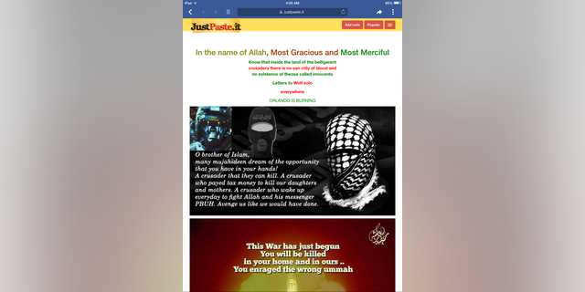 A pro-ISIS post on social media celebrating the Orlando attack.