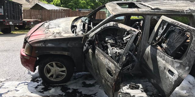 Burnt car after 14-year-old and friends have Roman Candle fight.