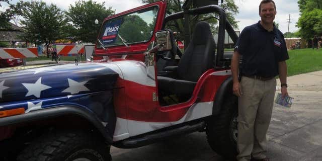 Trump-endorsed Kansas gubernatorial candidate Kris Kobach frequently drove this Jeep on the campaign trail.