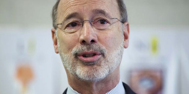 Feb. 11, 2015: Gov. Tom Wolf speaks during a news conference at Elementary School n Thorndale, Pa. (AP)