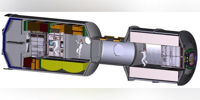 The ISS-derived Deep Space Habitat concept demonstrator evaluation will focus on the following elements, from left to right, Lab/Hab, tunnel, and Multi-Purpose Logistics Module. (NASA)