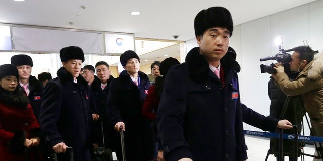 Members of North Korea's Taekwondo demonstration team, pictured, are part of the delegation whose Olympic expenses South Korea agreed to pay, according to a report.