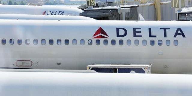 Aug. 8, 2015: Delta Airlines are parked at gates at Ronald Reagan Washington National Airport in Washington, D.C.