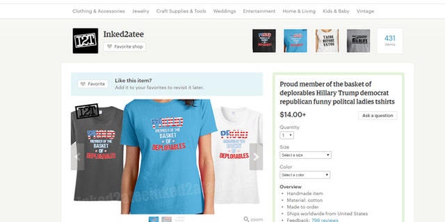 This Sept. 12, 2016 screenshot shows merchandise from the e-commerce site Etsy