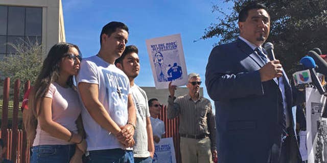 The family of Guadalupe Garcia de Rayos and her attorney, Ray Ybarra Maldonado, on Thursday Feb. 9, 2017.