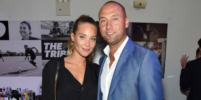 NEW YORK, NY - AUGUST 24: Model Hannah Davis and Baseball player Derek Jeter and and founding publisher of The Players' Tribune attend the Player's Tribune party to celebrate women in sports and the 2015 U.S. Open on August 24, 2015 in New York City. (Photo by Jamie McCarthy/Getty Images for The Players' Tribune)