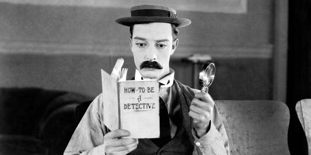 American comedian Buster Keaton hopes to become a great detective in the film 'Sherlock Junior.'