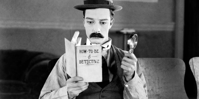 American comedian Buster Keaton hopes to become a great detective in the film 'Sherlock Junior.'