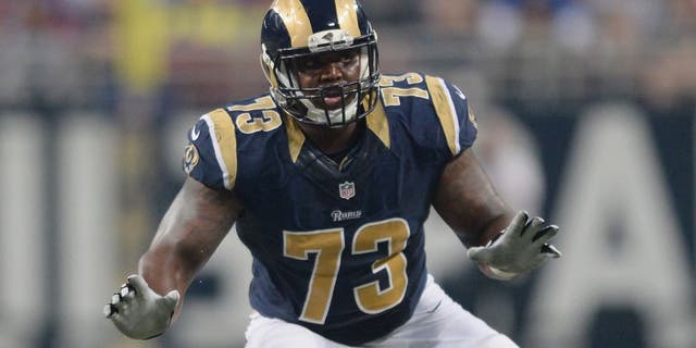 ST. LOUIS, MO - DECEMBER 13: Greg Robinson #73 of the St. Louis Rams against the Detroit Lions at the Edward Jones Dome on December 13, 2015 in St. Louis, Missouri. (Photo by Michael B. Thomas/Getty Images)