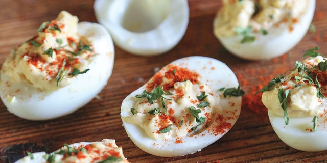 Chef Eddie Hernandez says he "can't get enough" of this spicy twist on deviled eggs.