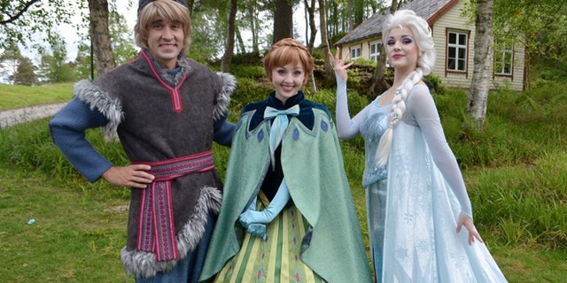 Kristoff, Anna, and Elsa from Disney’s "Frozen" make their first appearance in Norway at Ålesund’s Sunnmøre Museum.