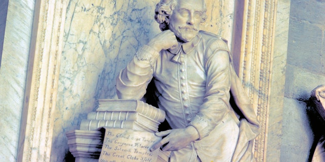 This March 17, 2009 photo provided by VisitBritain shows a monument to William Shakespeare in the Poets Corner at Westminster Abbey in London. Many famous British writers are memorialized here, including Charles Dickens and Geoffrey Chaucer, so its a popular destination for visitors on a literary tour of London. (AP Photo/VisitBritain)
