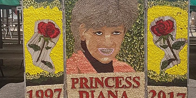 A tribute made in honor of Princess Diana of Wales for the 20th anniversary of her death in the Chesterfield Market Place.