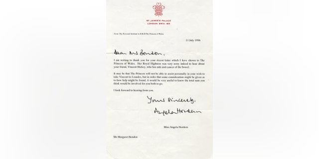 One of the letters from Princess Diana that is up for auction in the UK (Henry Aldridge & Son)